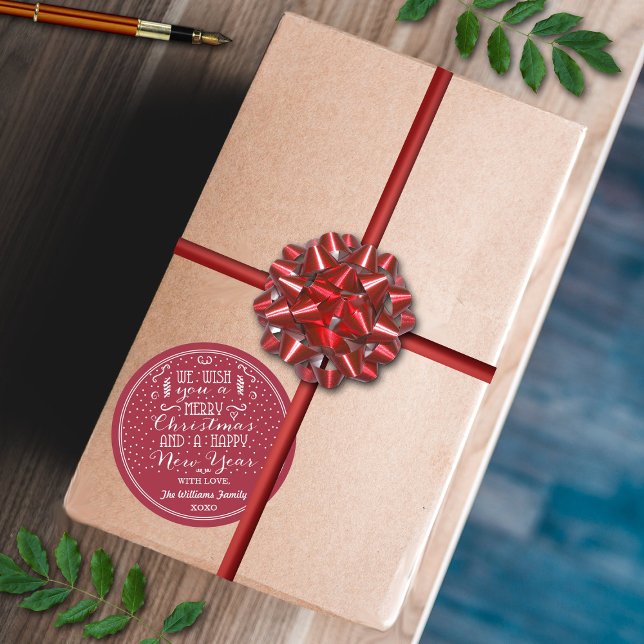 Adesivo Redondo Desejamos-Lhe Um Feliz Natal E Um Feliz ano novo! (Criador carregado)