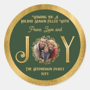 Adesivo Redondo Desejando-lhe o Natal, a paz, o amor e a alegria