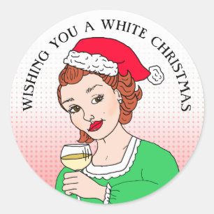 Adesivo Redondo Desejando-lhe um Natal branco, um feriado