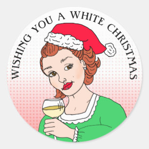 Adesivo Redondo Desejando-lhe um Natal branco, um feriado