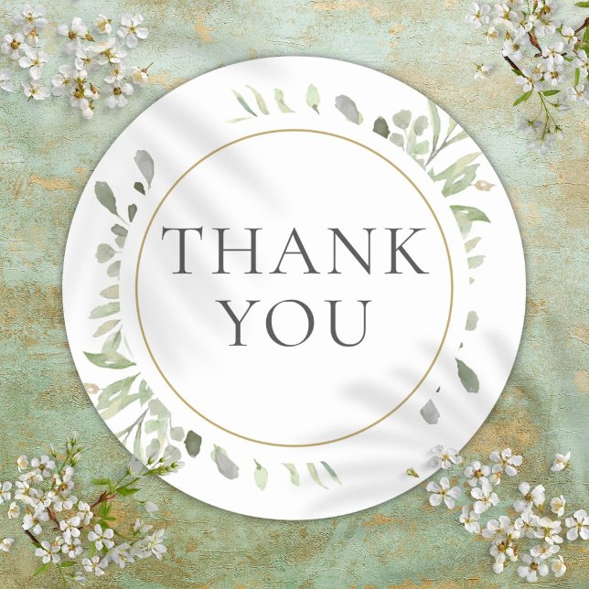 Adesivo Redondo Desejo de Chá de panela Verde de Aquarela Elegante (Elegant Watercolour Greenery Bridal Shower Favor Classic Round Sticker)