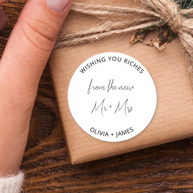 Adesivo Redondo Desejo-Te Riqueza Do Novo Sr. Wedding Bag (Criador carregado)