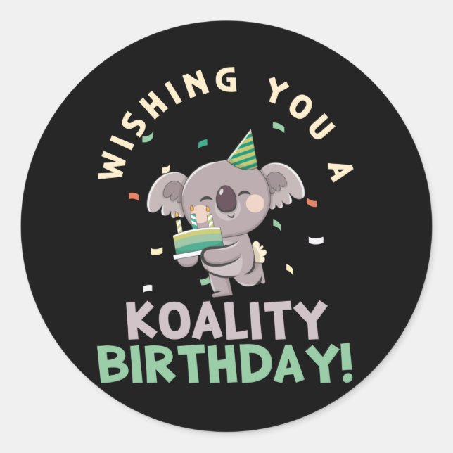 Adesivo Redondo Desejo-Te Um Aniversário De Koala (Frente)