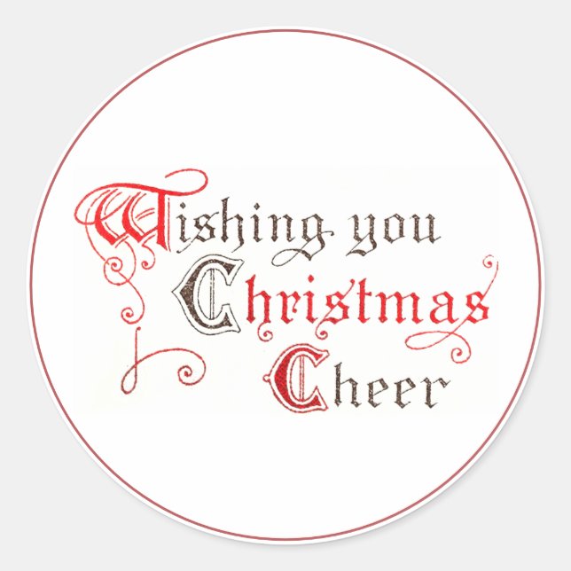 Adesivo Redondo Desejo Vintage de Natal Iluminada (Frente)