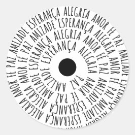 Adesivo Redondo Desejos de Natal - Amor Fé Esperança