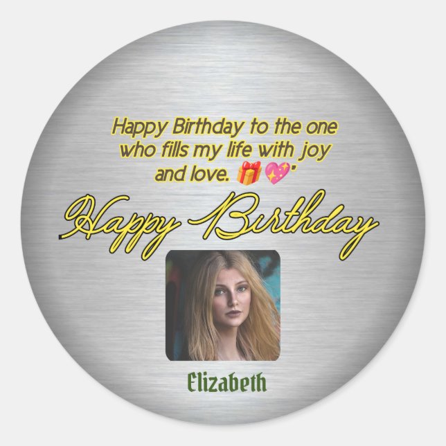 Adesivo Redondo Desejos Sentidos: Feliz Aniversário do Viciado em  (Frente)