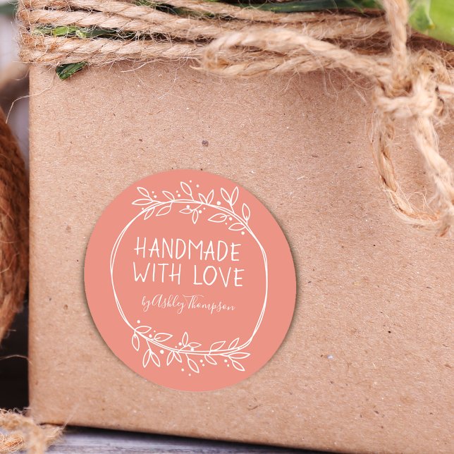 Adesivo Redondo Desenhado À Mão Com Amor Personalizado (Criador carregado)