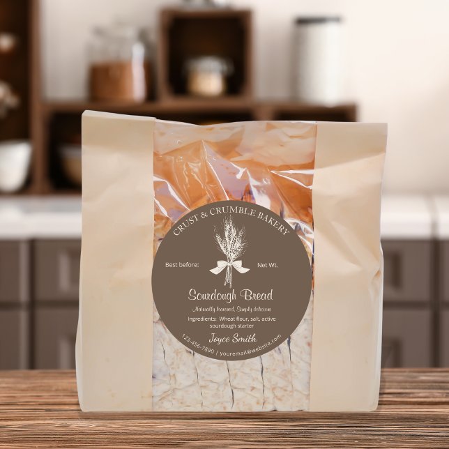 Adesivo Redondo Desenhar manual Trigo Sourdough Compostos para pão (Criador carregado)