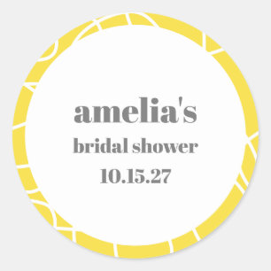 Adesivo Redondo Desenho Abstrato Amarelo Ousado para Chá de Noiva 