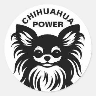 Adesivo Redondo Desenho animado de Chihuahua fofo de pelo longo
