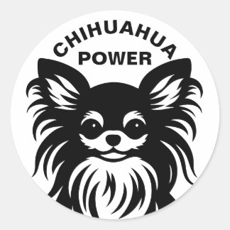Adesivo Redondo Desenho animado de Chihuahua fofo de pelo longo
