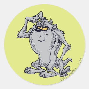 Adesivo Redondo Desenho Artístico Pensante TAZ™