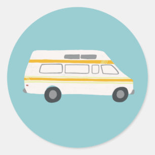 Adesivo Redondo Desenho bonito do vintage rv Van Motorhome
