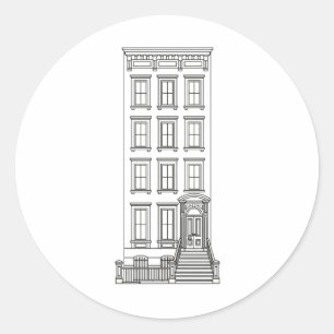 Adesivo Redondo Desenho Clássico de Apartamento com Escada de Nova