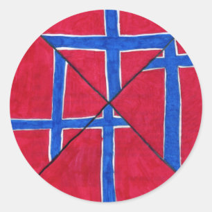 Adesivo Redondo Desenho da bandeira de Noruega