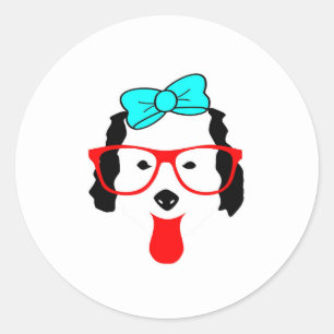 Adesivo Redondo Desenho Da Cabeça De Cachorro Engraçado