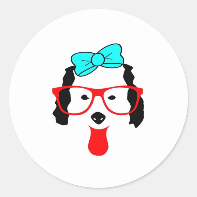 Adesivo Redondo Desenho Da Cabeça De Cachorro Engraçado (Frente)