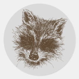 Adesivo Redondo Desenho Da Criatura Do Pavial Raccoon