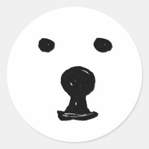 Adesivo Redondo Desenho Da Face Do Urso Cugado Funky