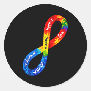 Adesivo Redondo Desenho da fita do infinito do autismo uma neurodi