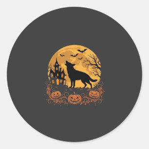 Adesivo Redondo Desenho de abóbora da lua de Halloween do Pastor A