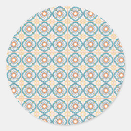 Adesivo Redondo Desenho de azulejo circular com floral intrincado 