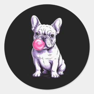 Adesivo Redondo Desenho de Bulldog Francês para Homens Mulheres Bu
