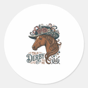 Adesivo Redondo Desenho de Camisa de Chapéu Floral de Cavalo Derby