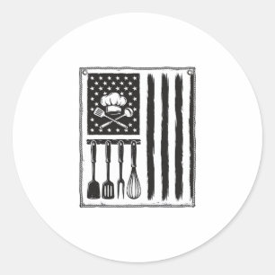 Adesivo Redondo Desenho de Camisa de Utensílios de Cozinha Bandeir