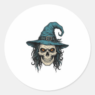 Adesivo Redondo Desenho de Camisa Vetorial de Halloween de Caveira