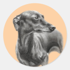 Adesivo Redondo Desenho de carvão vegetal de galgos