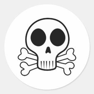 Adesivo Redondo Desenho de Caveira Pirata