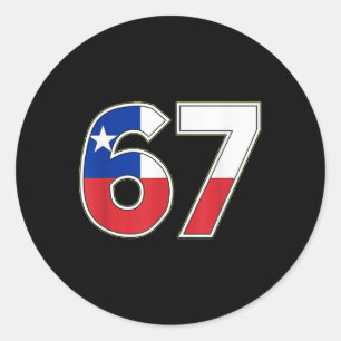Adesivo Redondo Desenho de celebração do número 67 da bandeira do