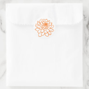 Adesivo Redondo Desenho de Chrysanthemum - Laranja em Branco