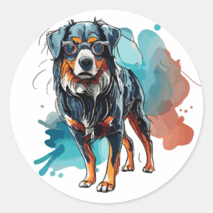 Adesivo Redondo Desenho de Cinta Dinâmica Bernesa Desenho de Cinta