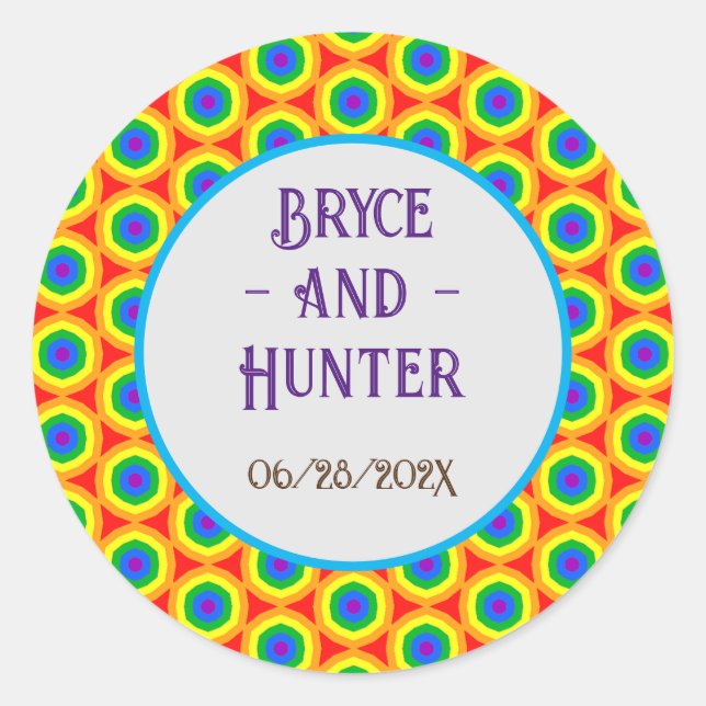 Adesivo Redondo Desenho de Círculo Arco-íris LBGTQA+ (Frente)