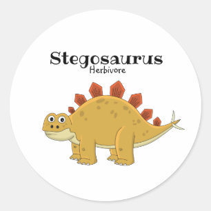 Adesivo Redondo Desenho de desenho animado de Stegosaurus
