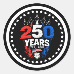 Adesivo Redondo Desenho de Emblema de Jato do 250º Aniversário Pat
