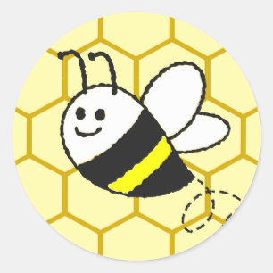 Adesivo Redondo Desenho de favo de mel de abelha melífera