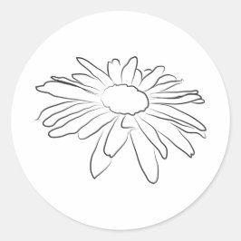 Adesivo Redondo Desenho de Flor de Margarida Preguiçosa