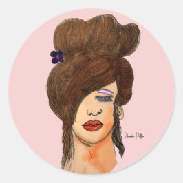 Adesivo Redondo Desenho de garota