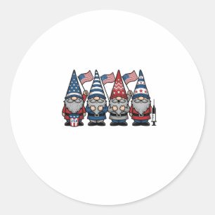 Adesivo Redondo Desenho de Gnome Patriota Enfermeiro Vetor Gravura