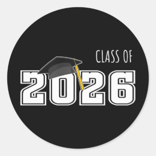Adesivo Redondo Desenho de Graduação para Senior 2026 Design Retro
