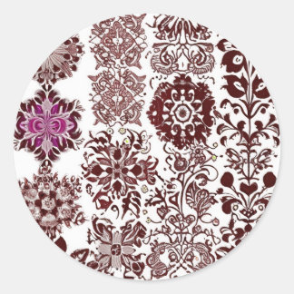 Adesivo Redondo Desenho de Henna Mehndi Sem Costura