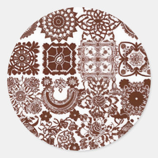 Adesivo Redondo Desenho de Henna Mehndi Sem Costura