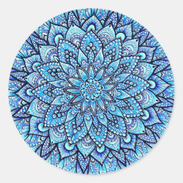 Adesivo Redondo Desenho de Mandala Desenhado à Mão com Lápis de Co