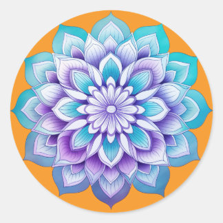 Adesivo Redondo Desenho de Mandala / Flor