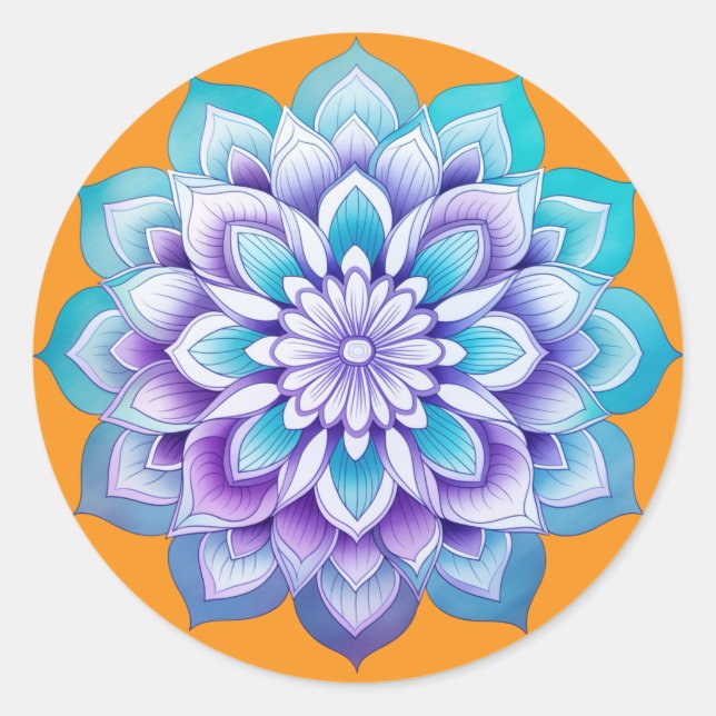 Adesivo Redondo Desenho de Mandala / Flor (Frente)