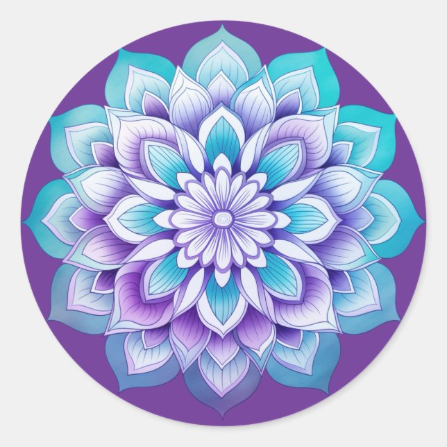 Adesivo Redondo Desenho de Mandala / Flor (Frente)
