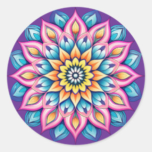 Adesivo Redondo Desenho de Mandala / Flor